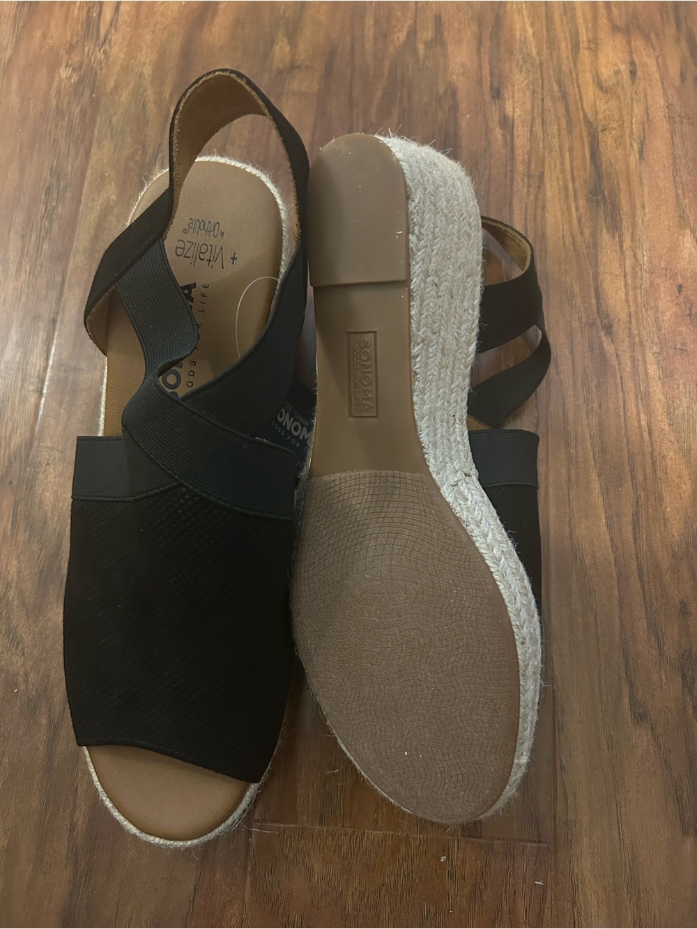 Sonoma Black Espadrille Wedge Sandals Women’s Size 10 NWT Perfect For Summer - Picture 6 of 7